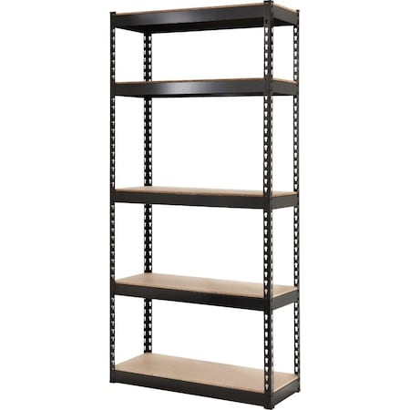 All-Source L-Beam 34 In. x 72 In. x 14 In. Black Steel 5-Tier Shelving 341472